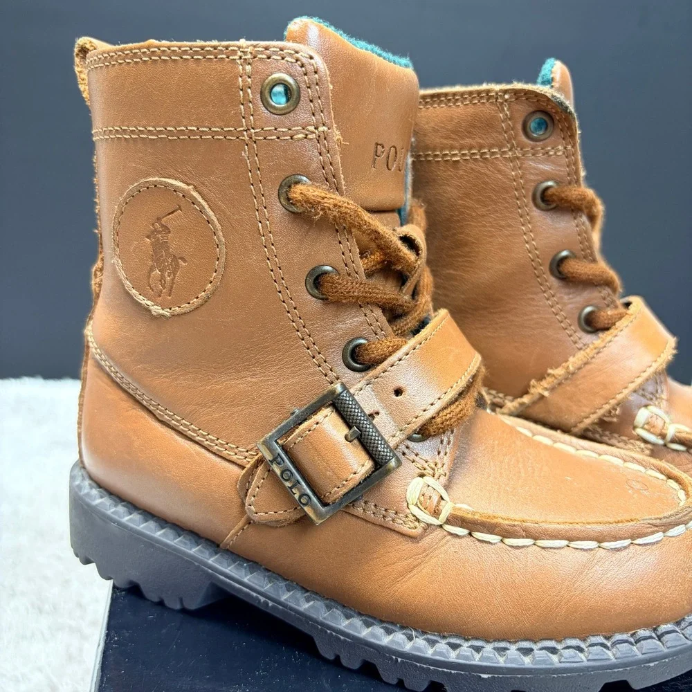 Polo Ralph Lauren Ranger Hi II Tan Leather Toddler Boots Size 9 990908T